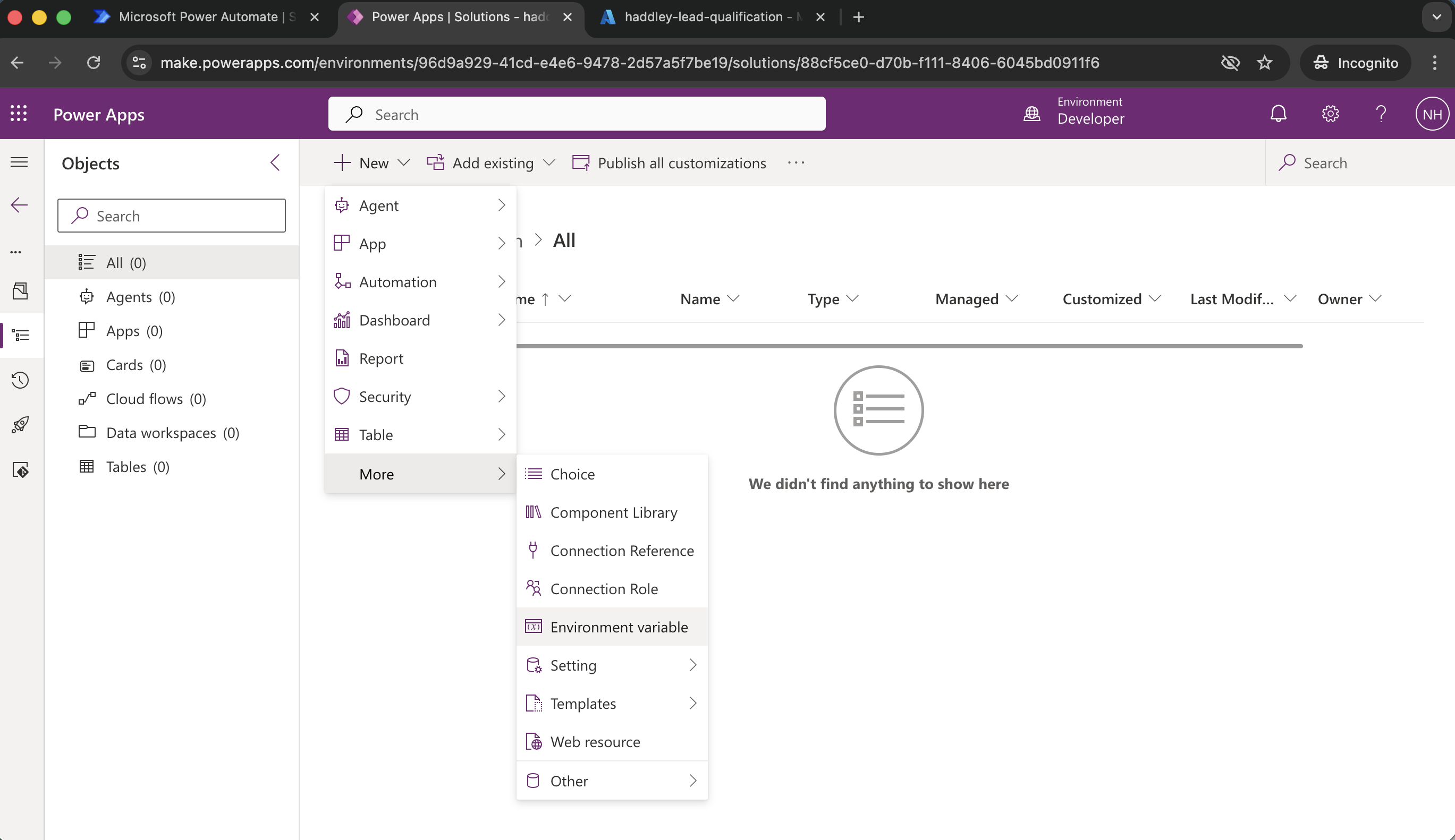 Add Environment variable to Solution